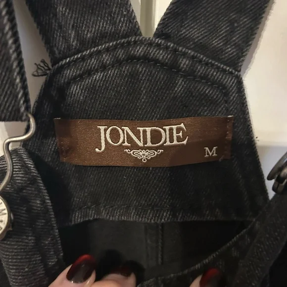 Women's Black Denim Overall Dress - Picture 5 of 7